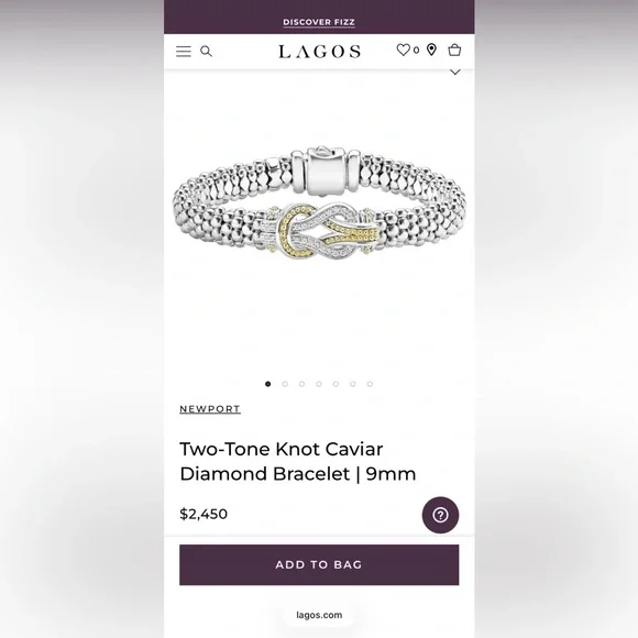 LAGOS Silver and 18k Gold with Diamond Caviar Bracelet - Picture 4 of 5